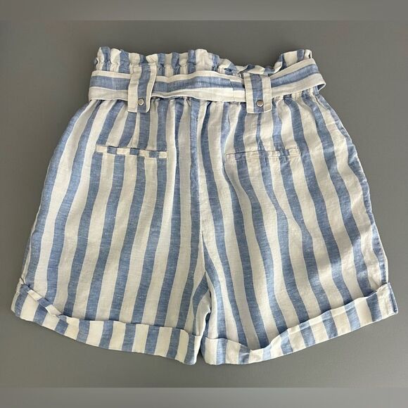 Striped Blue and White Paperbag Women's Shorts Size S - Picture 2 of 4